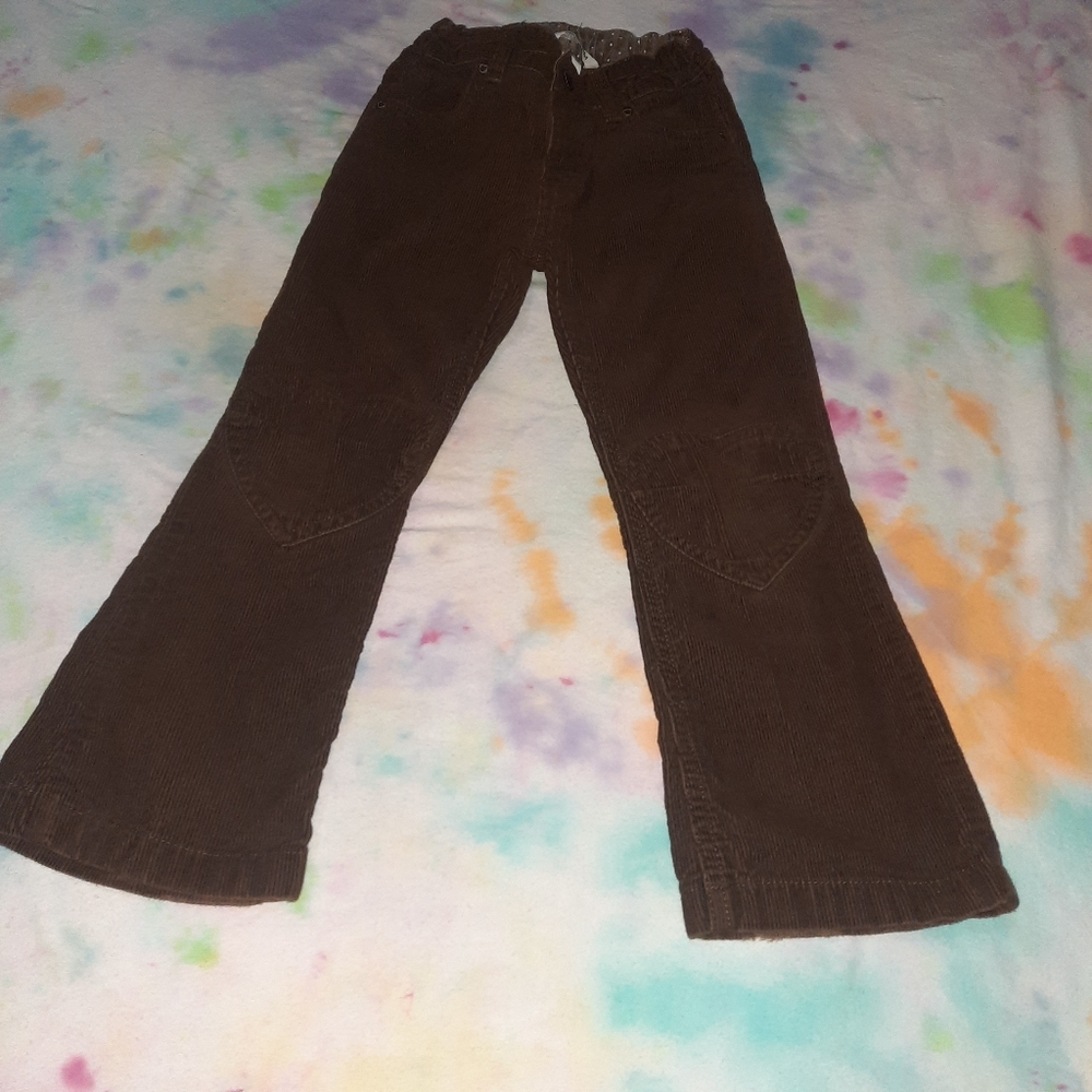 H&M Corduroy Pants Brown Hearts Girls 5/6